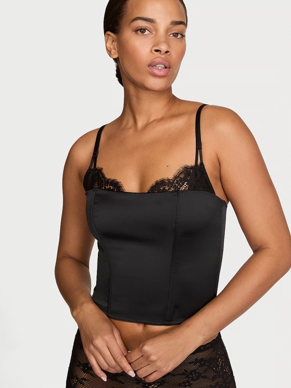 Victoria's Secret Black Lace-Trim Bustier Camisole